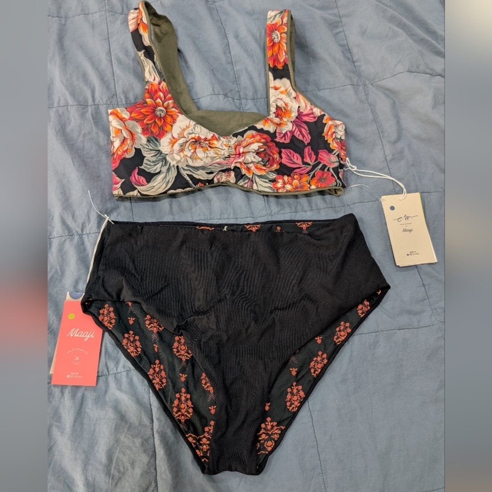 NWT Maaji Black and Floral Bikini